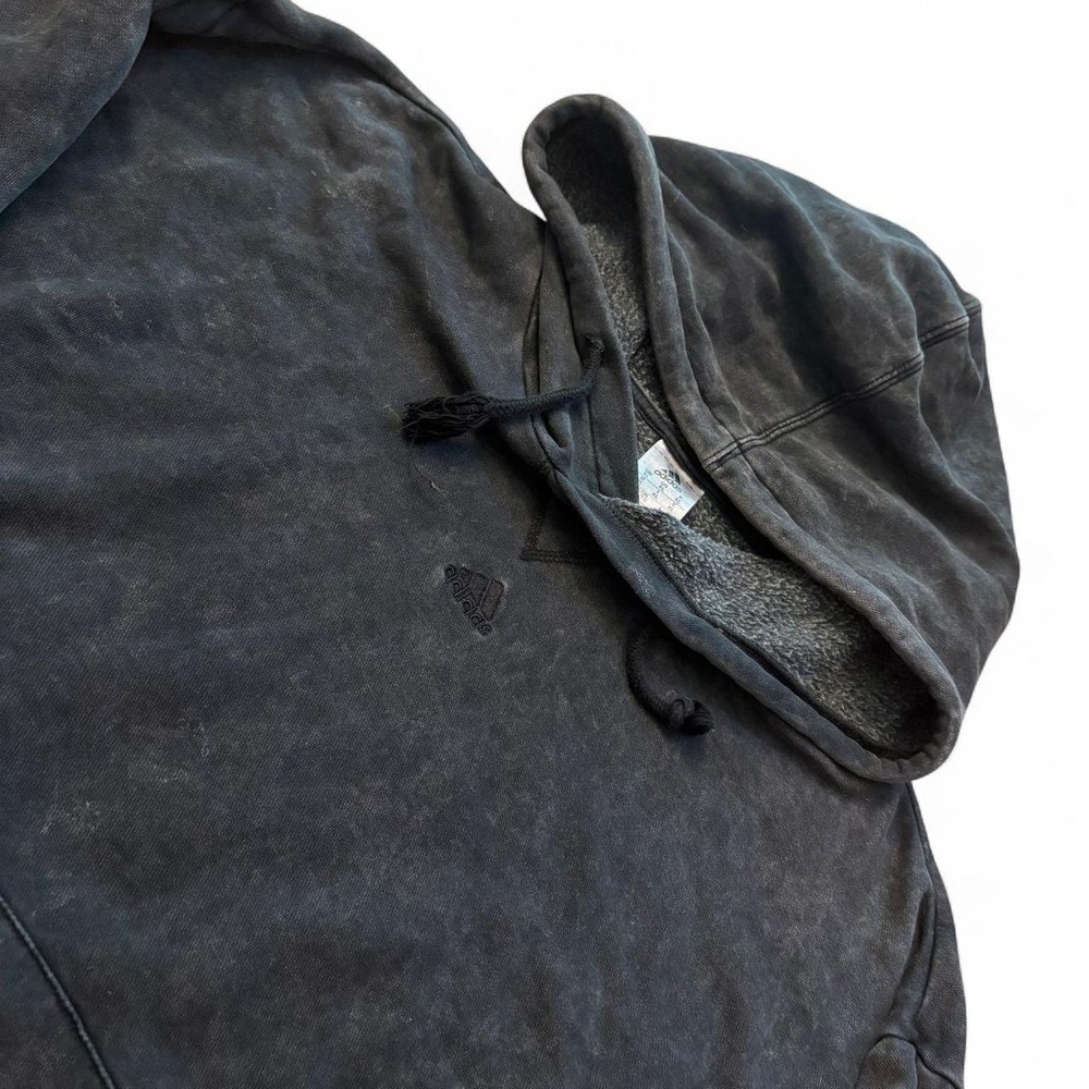 Adidas Vintage Washed Black Heavyweight Pullover Hoodie XL Mens Streetwear